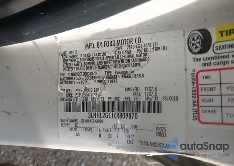 2012 Lincoln Mkz из США, поврежденный, VIN 3LNHL2GC1CR809870